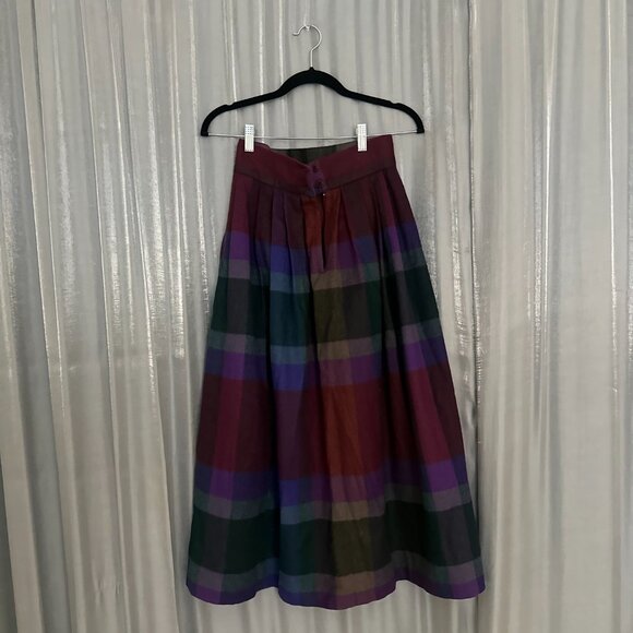 plaid wool maxi pleated skirt - Picture 3 of 8